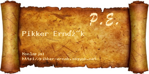 Pikker Ernák névjegykártya